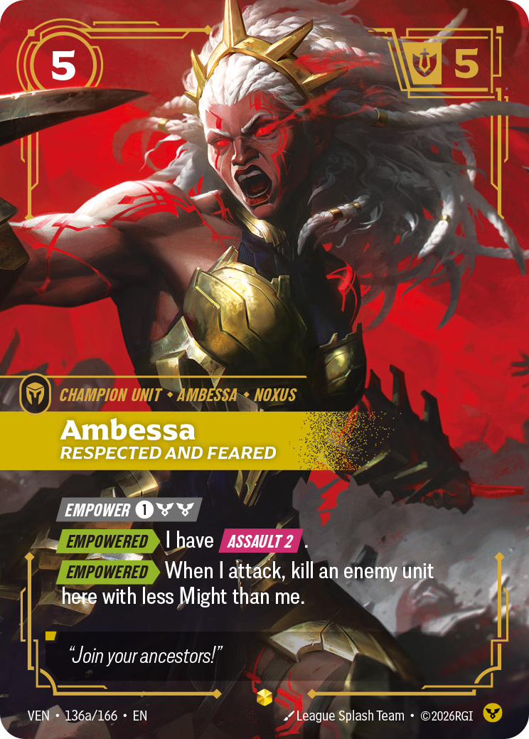 Ambessa, Respected and Feared (Alternate Art) · VEN 136a