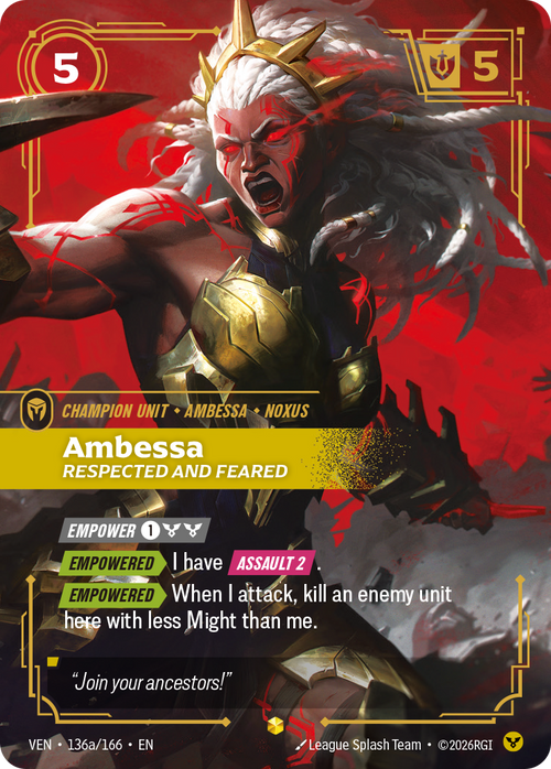 Ambessa, Respected and Feared (Alternate Art) · VEN 136a