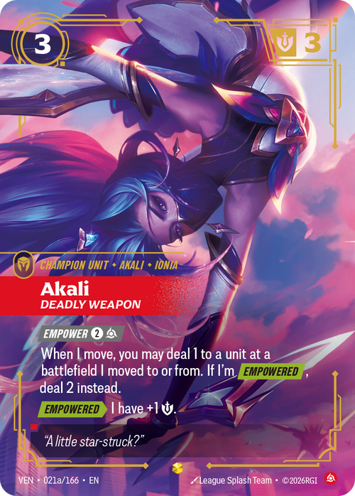 Akali, Deadly Weapon (Alternate Art) · VEN 021a