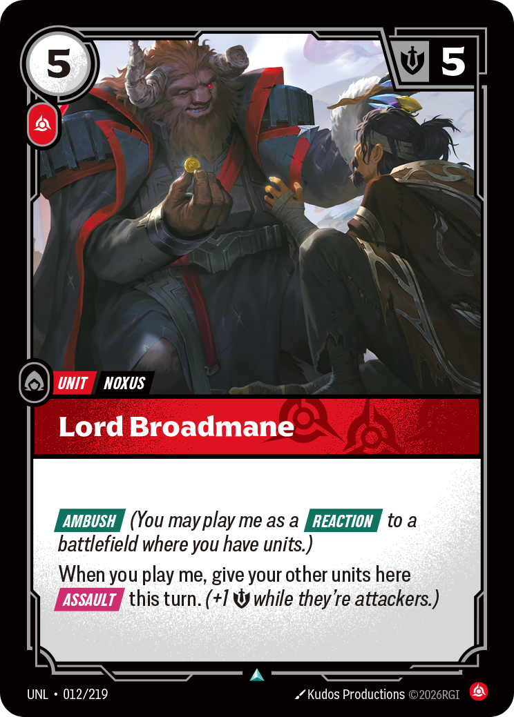 Lord Broadmane · UNL 012